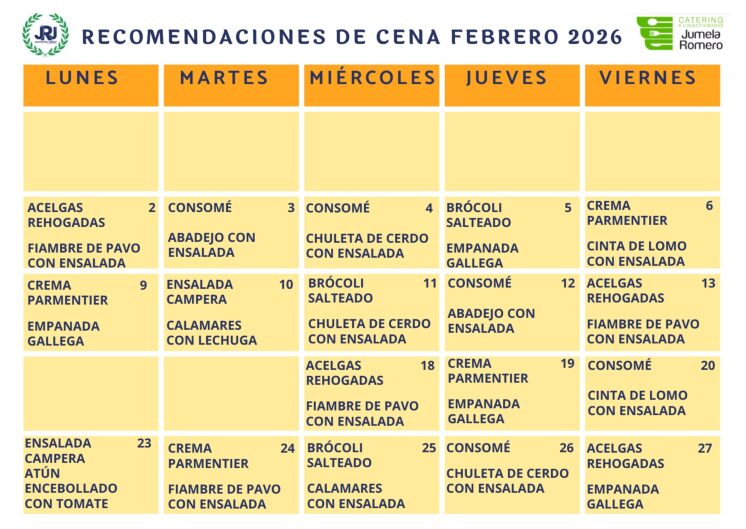 Recomendaciones de cena de Febrero 2026