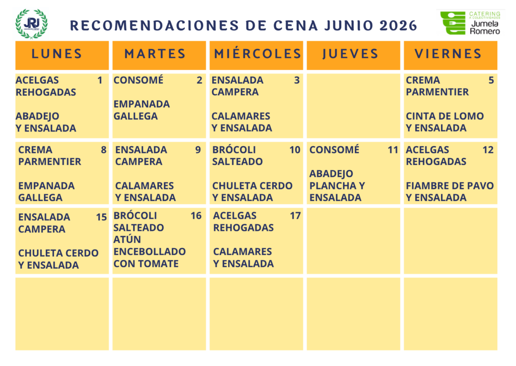 Recomendaciones de cena de Junio 2026